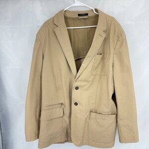 LL Bean Men 48 Tall Travel Blazer Jacket Sport Coat Tan Beige 2 Button Commute